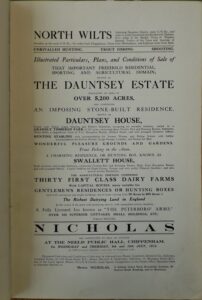 Auction notice for Dauntsey Manor, July 1913